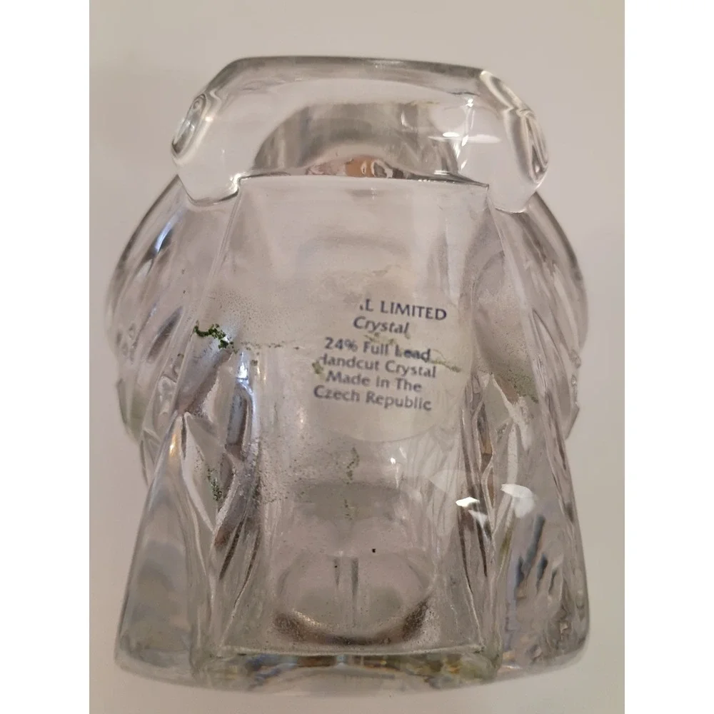 Home for the Holidays Crystal Sleigh Votive Holder 24% Lead Hand Cut Czech 1997